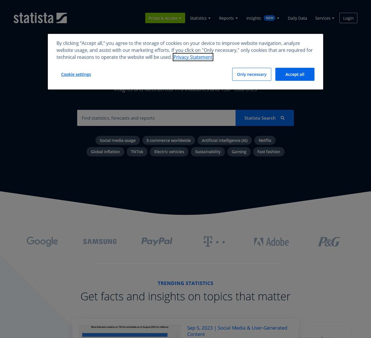 Statista - The Statistics Portal for Market Data, Market Research and Market Studies