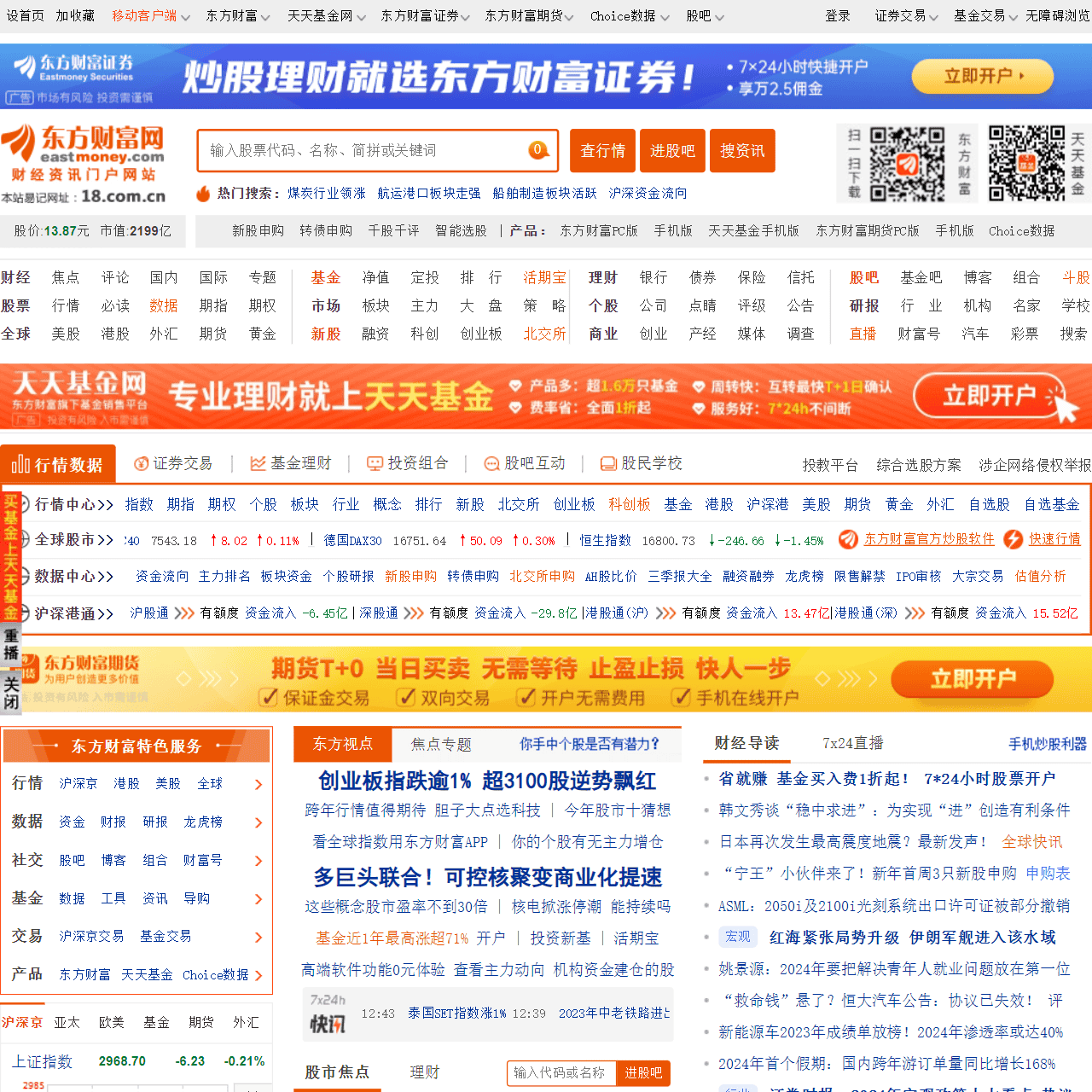 东方财富网:财经门户,提供专业的财经、股票、行情、证券、基金、理财、银行、保险、信托、期货、黄金、股吧、博客等各类财经资讯及数据