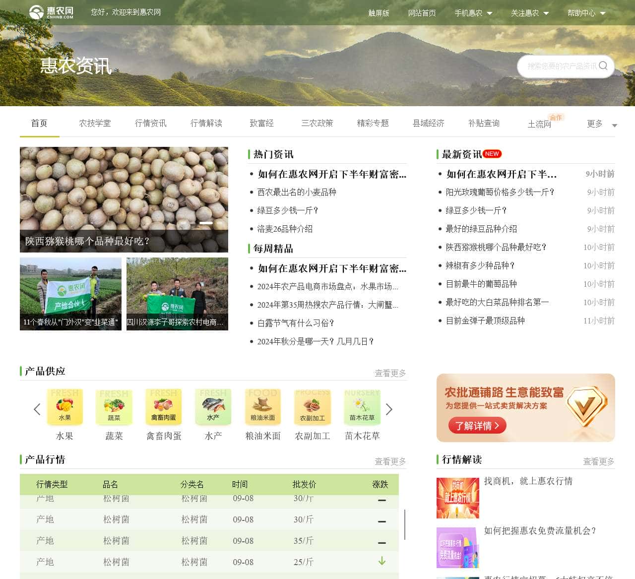 农业news资讯_农村致富经_农产品价格行情资讯-惠农网