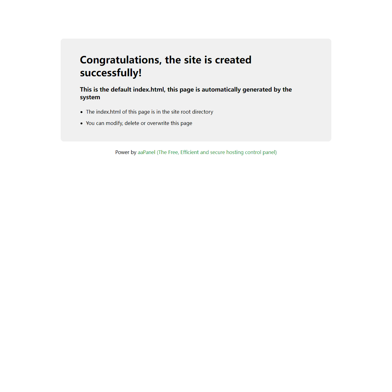 Site is created successfully!
