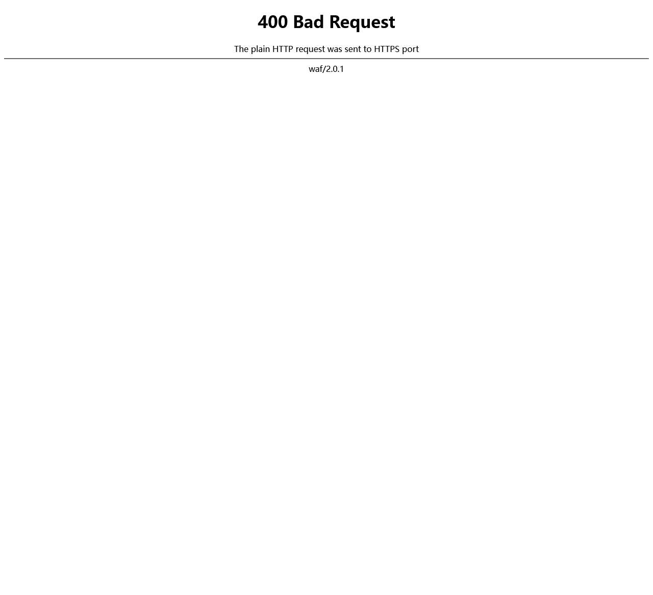 400 The plain HTTP request was sent to HTTPS port