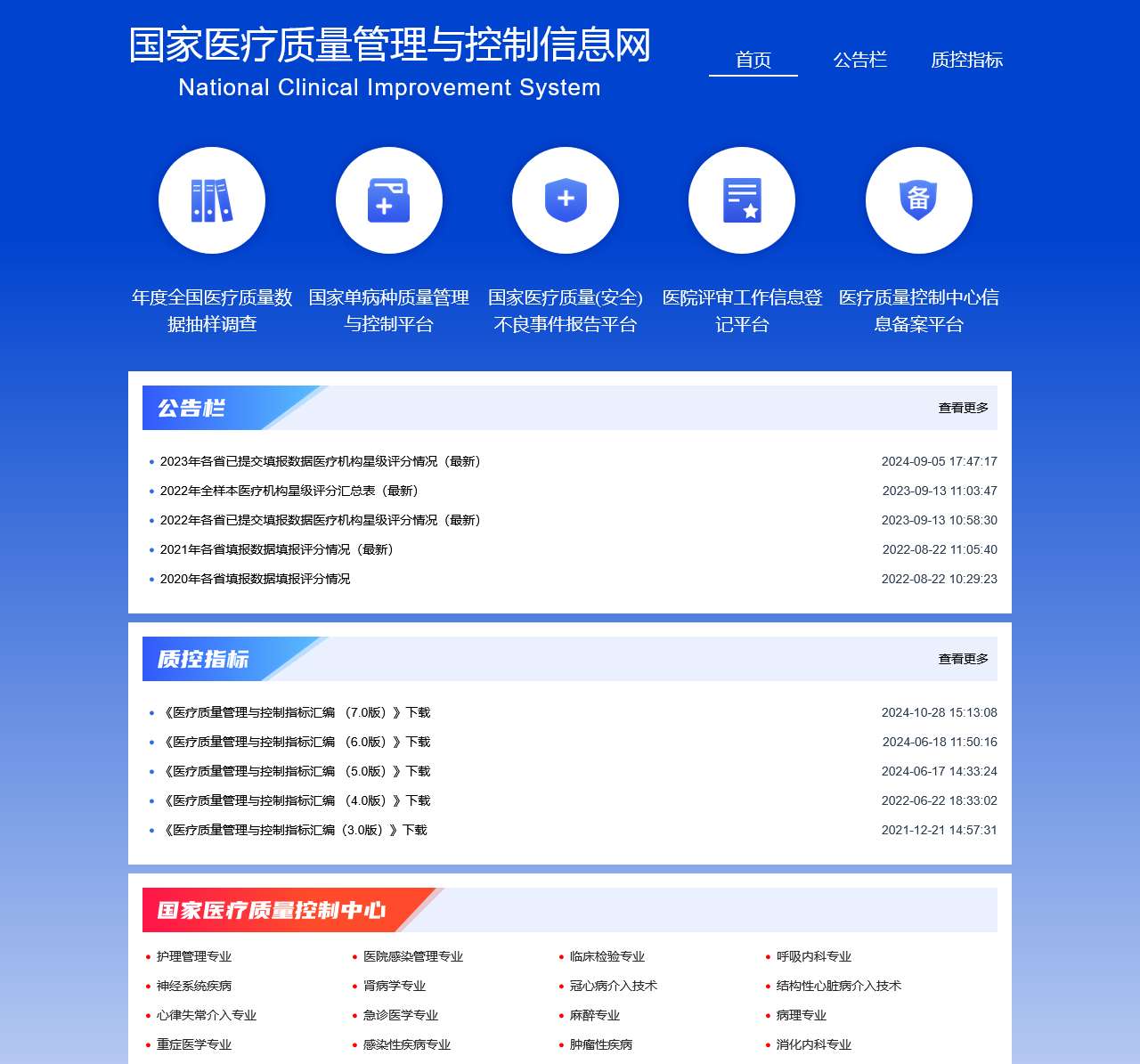 国家医疗质量管理与控制信息网